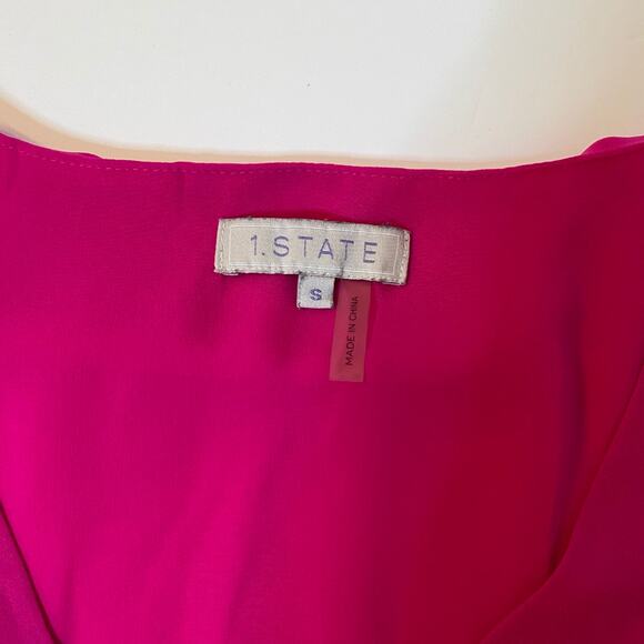 1.State Hot Pink Sleeveless Blouse - V-Neck, Size Medium, Workwear Essential - Picture 3 of 4